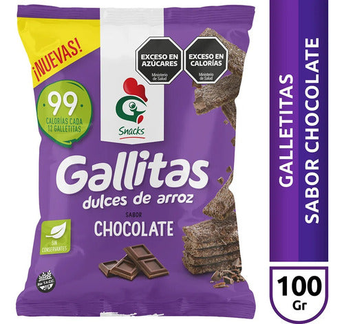 Gallo Gallitas De Arroz Sabor Chocolate X 100 Gramos X3 Unid 1