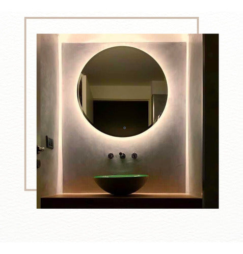 Deco Glass Espejo Touch Biselado Luz Led 50 Redondo Para Baño 3