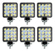 Kit 6 Square LED Auxiliary Lights 16 Universal Auto Truck 4x4 0