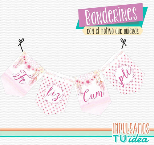 Banderín Para Que IMPRIMAS - Cumple Atrapasueños 1