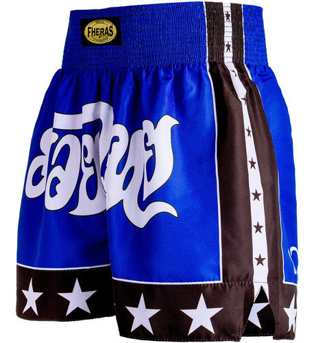 Shorts Muay Thai Boxe Bermuda Calção Modelo Estrela Azul 2