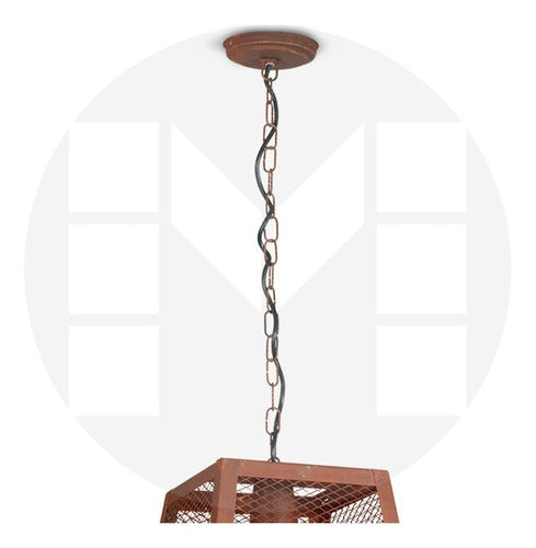 Vintage Oxidized Metal Mesh and Chain Pendant Lamp 2