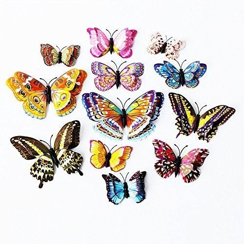 Dagou Vinilo Decorativo Pared 12 Un Mariposas Multicolor 1