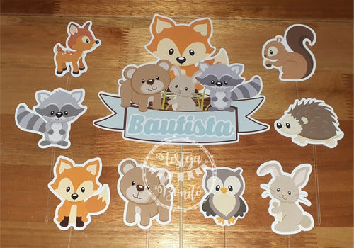 Festejá Bonito Cake Topper Adorno Torta - Animales Del Bosque Personalizado 2