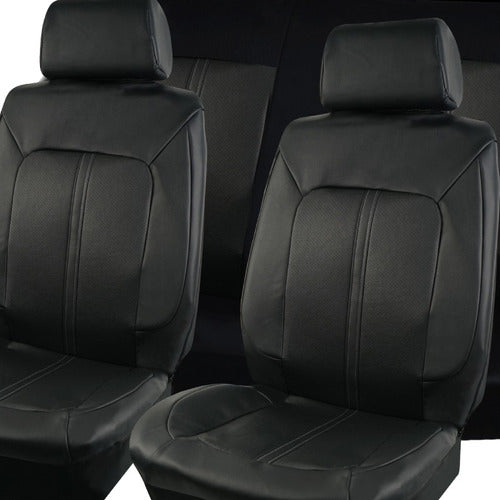 IX46 Universal Eco Leather Seat Covers Black with Gray Detail 1