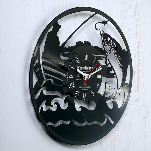 ~? Somethings Fishing Vinyl Record Clock - Fly Fisherman The 2