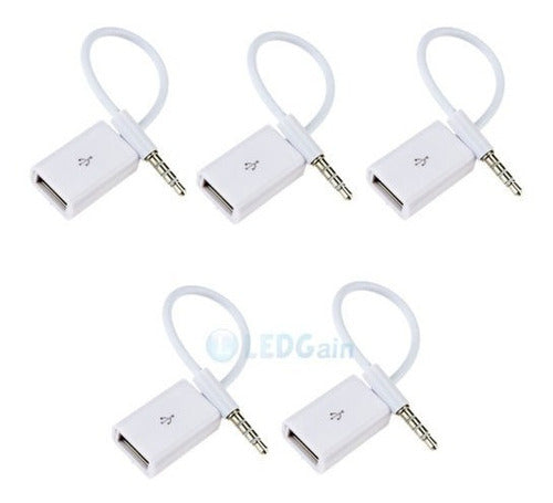 Lote 5 Aux Macho Conector De Audio 3.5mm A Usb 2.0 Convertid 0