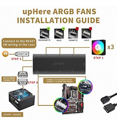 Uphere Ventilador De Caja De 120 Mm Rodamiento Hidráulico De 1