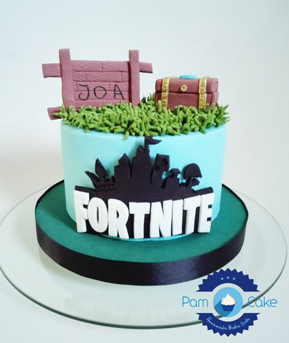 Torta Artesanal Fortnite Celeste Personalizada 5