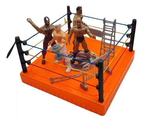 Ancor WWE Lucha Libre Ring with 4 Wrestler Action Figures 1