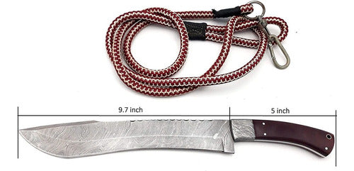 Cuchillo De Caza Acero Damasco Nooraki + Funda De Cuero 1