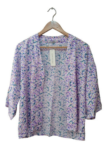 Próximo Floral Print Fibrana Kimono 0