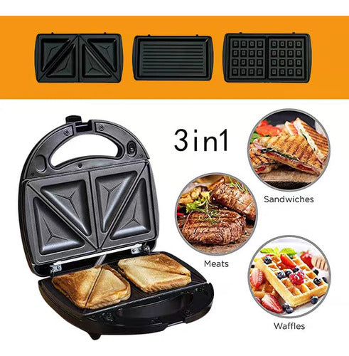 Yydsmart Sandwichera Waflera Grill Spica Sp-1480 3 En 1 Antiadherente 4