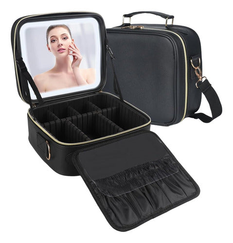 QAVABIN Travel Makeup Bag with LED Mirror, E 0