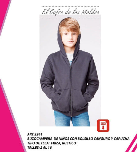 MoldeArte Digital Buzocampera C/capucha Niños Pack Talles 2 A 16 1