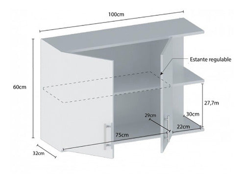 Centro Estant 2-Door Kitchen Cabinet with Side Shelf 4