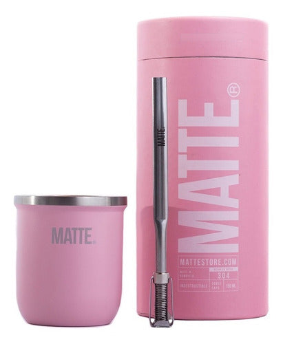 **Premium Matte Pink Stainless Steel Mate Set with Bombilla - Limited Edition Creative Pack** - Mate Pink 100% Acero Inoxidable + Bombilla + Creative Pack