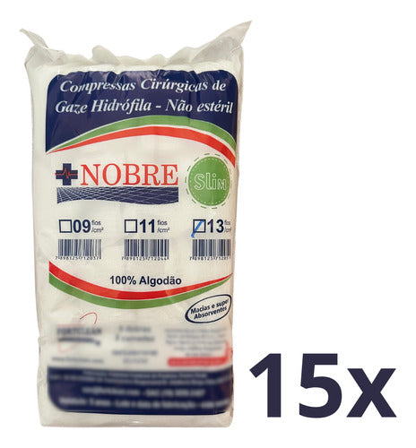 15x Gases Compressas Não Estéril 13 Fios (240g) Anvisa C/ Nf 1