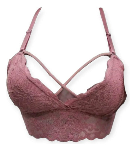 Lace V-Neck Crop Top Bralette with Push Up 3