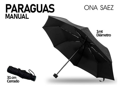 Ona Saez Classic Solid Lightweight Reinforced Windproof Umbrella 1