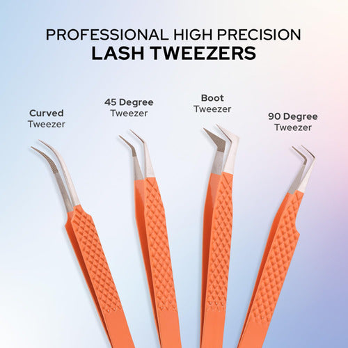 M Lash Set of 4 Professional Eyelash Extension Tweezers 5