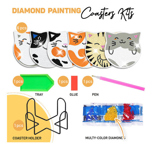 Kit Pintura Por Diamantes Posavasos Varios Motivos 6pcs - 06 2