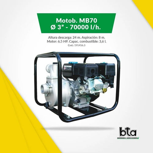 Motobomba Nafta 6.5 Hp Bta 70000 L/h Ferretería Capurro 1