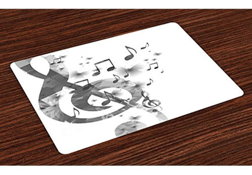 Lunarable Music Place Mats Set of 4 - Music with G Clef Key Symbol 0