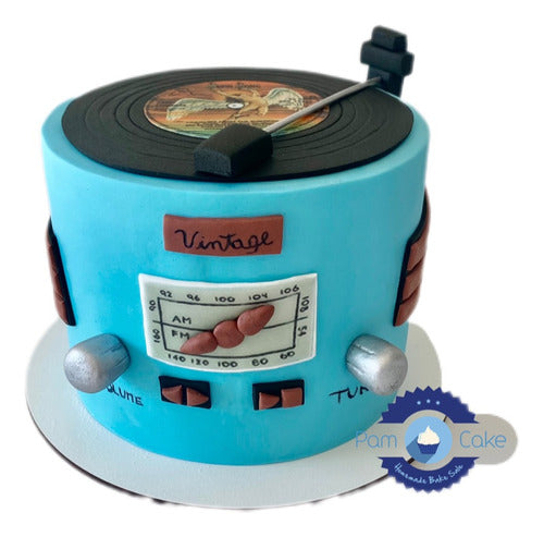 Pamcakehouse Torta Artesana Tocadiscos Vintage Discos Vinilo Musica Radio 0