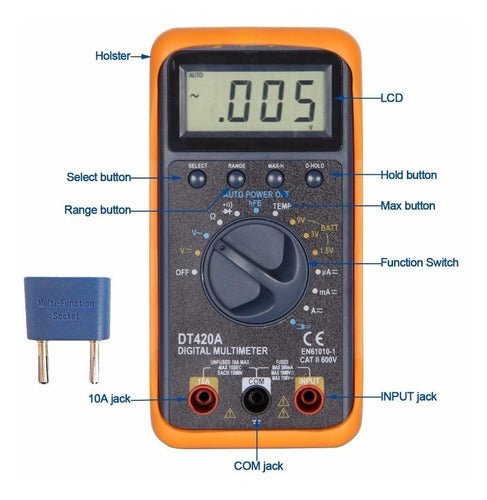 Ruhlmann Multimetro Tester Digital DT420A Temperature 1