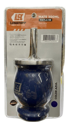 Mate with Stainless Steel Straw 300 ml Lusqtoff Blue 2