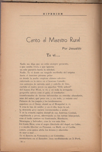 1944 Jesualdo Sosa Poesia Canto Al Maestro Rural Uruguay 0