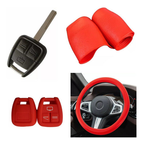 NL Cubre Volante + Funda Llave Silicona Chevrolet Astra - Rojo 0