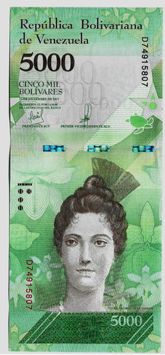 Fk Billete Venezuela 5000 Bolivares 2017 Sin Circular. 0