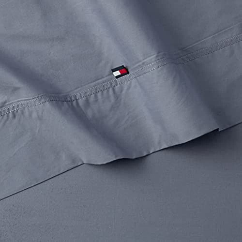 Tommy Hilfiger Signature Solid Sheet Set, Queen, Folkstone Grey 2