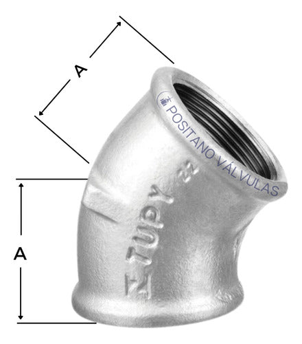 5x Cotovelo 45° Galvanizado 2 Polegadas Bsp Femea - Tupy 2