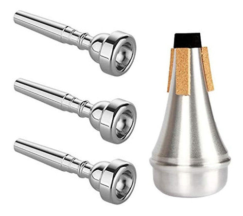 NeeQi Trumpet Mouthpiece Pack of 3 (3C 5C 7C) with Practice Mute 0