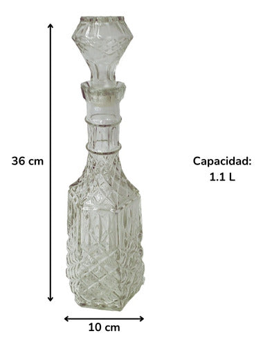 Crystal Whiskey Decanter 1.2 L Glass Carved with Stopper 1