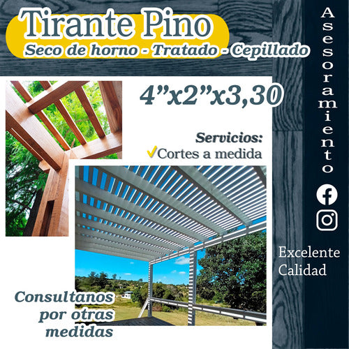 Tirante 4x2x3,30 Pino Cepillado 4 Caras 2