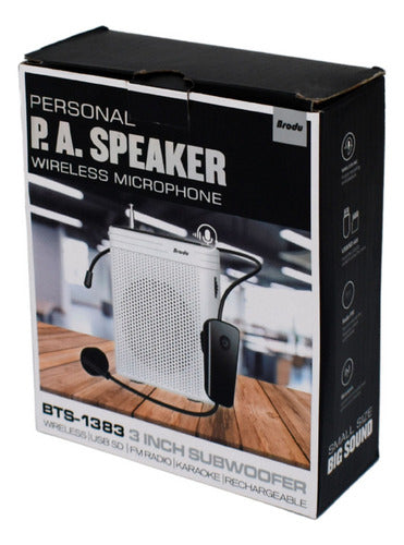 Wireless Headset Microphone Voice Amplifier SD FM Radio BT Speaker 6