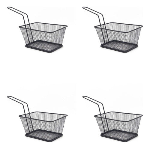 Crystal Rock Set of 4 Medium Metal Fry Basket with Handle 0