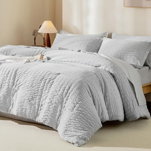 AveLom Light Grey Queen Size Comforter Set with Sheets - 7 Pieces 0