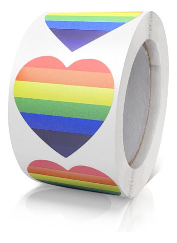 Meitaat Rainbow Heart Stickers Roll 500pcs 0