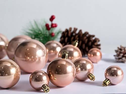 AMS 40ct Christmas Ball Plated Ornaments Tree Collection - Pearl Rose Gold 2