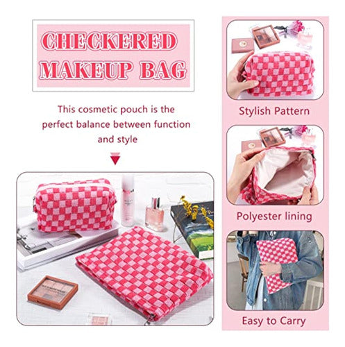 ZLFSRQ Women’s Checkerboard Makeup Bag 5