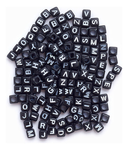 Black Cube Letters White Letter 6x6mm 160 Units x 25g 8