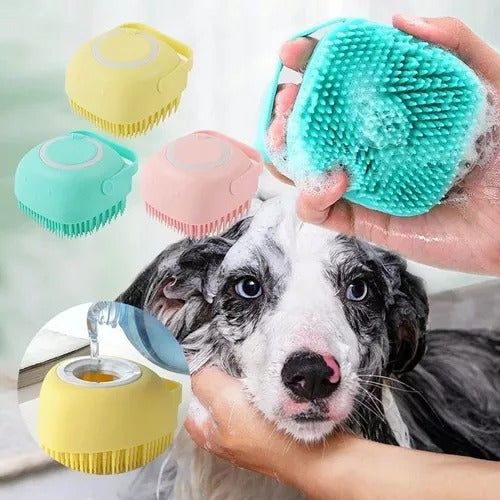 Zow Cepillo De Baño Mascota Perro Gato Esponja Ducha Dispensador 0