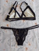 Lace Triangle Set with Adjustable Straps and Thong 2
