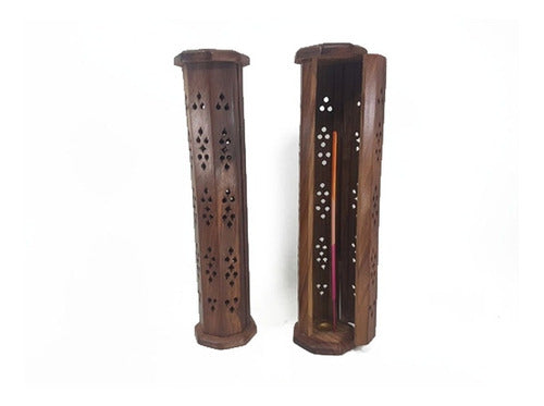 Indian Wood Incense Holder Tower 36 cm x 8 cm 6