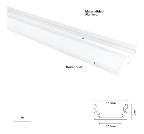 White Aluminum LED Strip Light Profile 2m - Set of 2 1